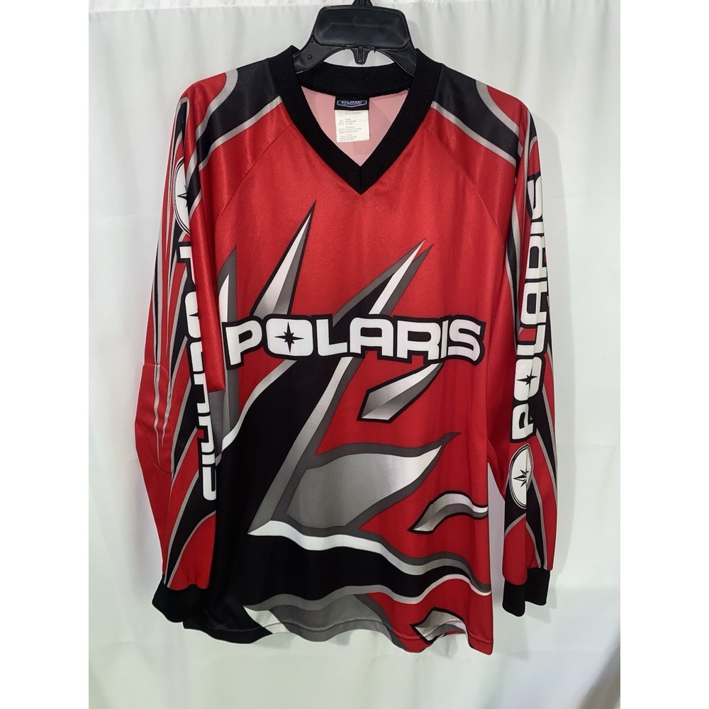 Vintage Polaris Motocross Racing Jersey Red & Black PURE POLARIS Large